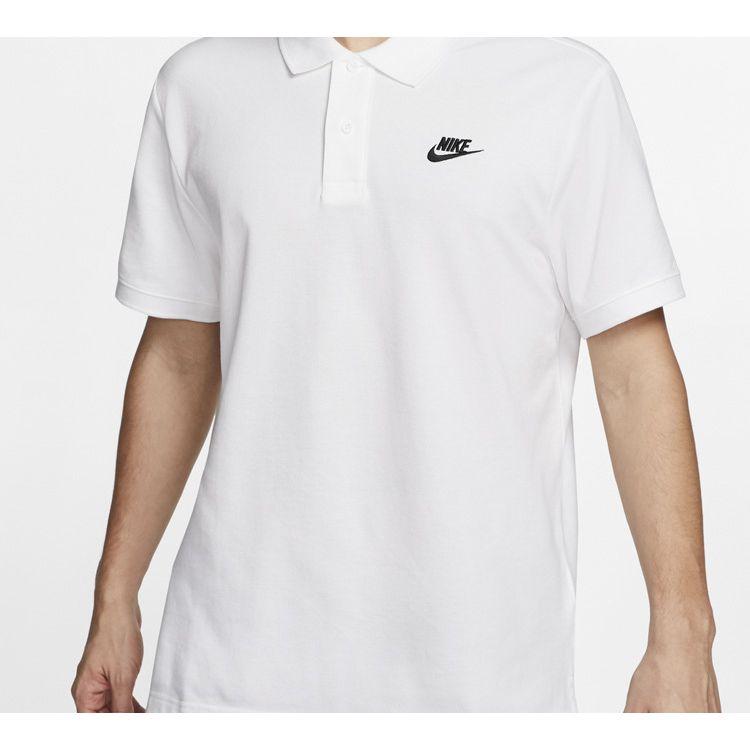 Nike Sportswear Embroidered Letter Logo Solid Color Casual Short Sleeve Polo Shirt Men Tops White CJ4457-100