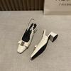 French High-end Square Head Thick Heel Bag Head Sandals 2025 New Bow Light Mouth Single Shoes Women