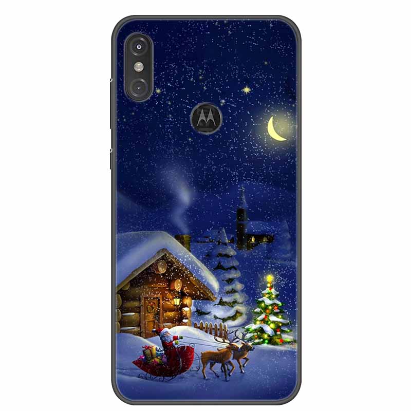 For Moto One Vision Case Luxury Silicone TPU Soft Cover Phone Case For Motorola Moto One Action Macro Shockproof Christmas Coque