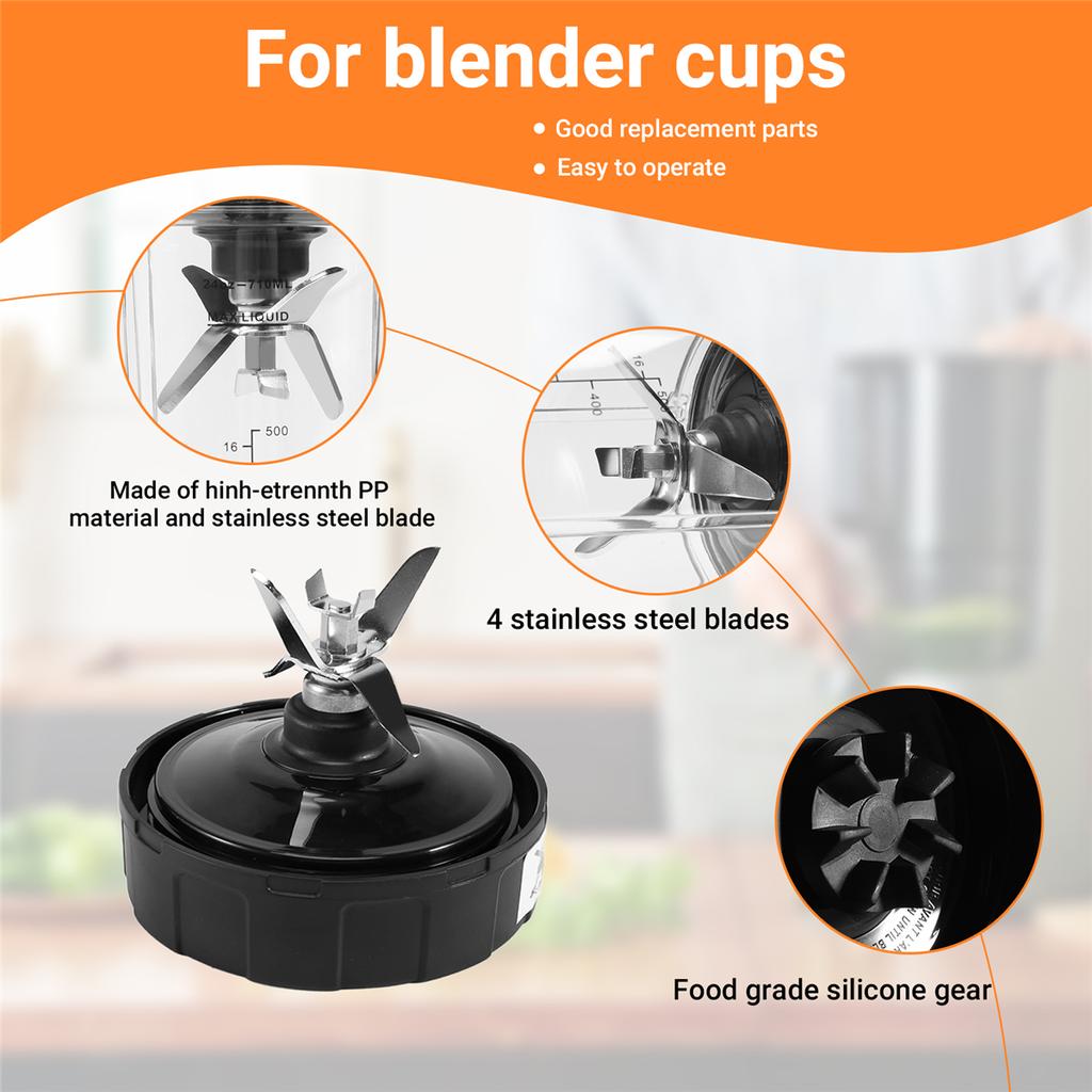 For Ninja Replacement Parts 7 Fins Extractor Blades and 24OZ Ninja Blender Cup with Sealing Lid,for Nutri Ninja Auto IQ