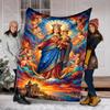 1PC Virgin Mary with child, angels Faith-printed Flannel Blanket Soft and Warm Suitable for Home Travel Picnics Camping and RV