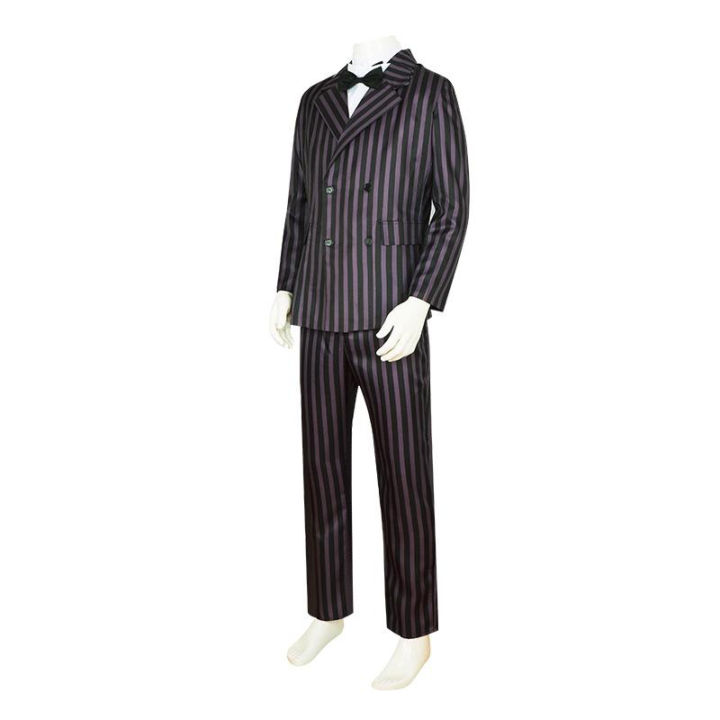 The Addams Family Wednesday & Gomez Cosplay Costume, Black Suit Halloween Outfit
