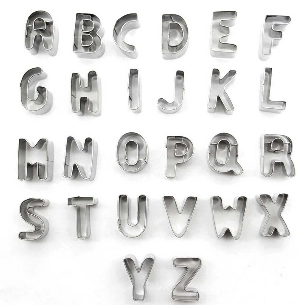 26pcs DIY Cake Cutter Alphabet Letters Shape Mould Fondant Cookie Biscuit Mold