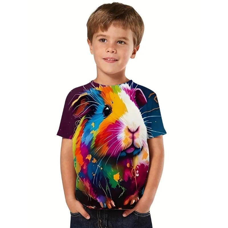 Retro 3d Print Casual Children's Clothing Top Tee Shirt Fashion T Shirt Animal Kids Boy Clothes Anime Short Sleeve