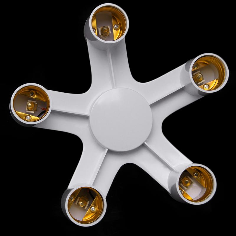 5 In 1 E27 To E27 Base Socket Splitter LED Light Lamp Bulb Adapter Holder