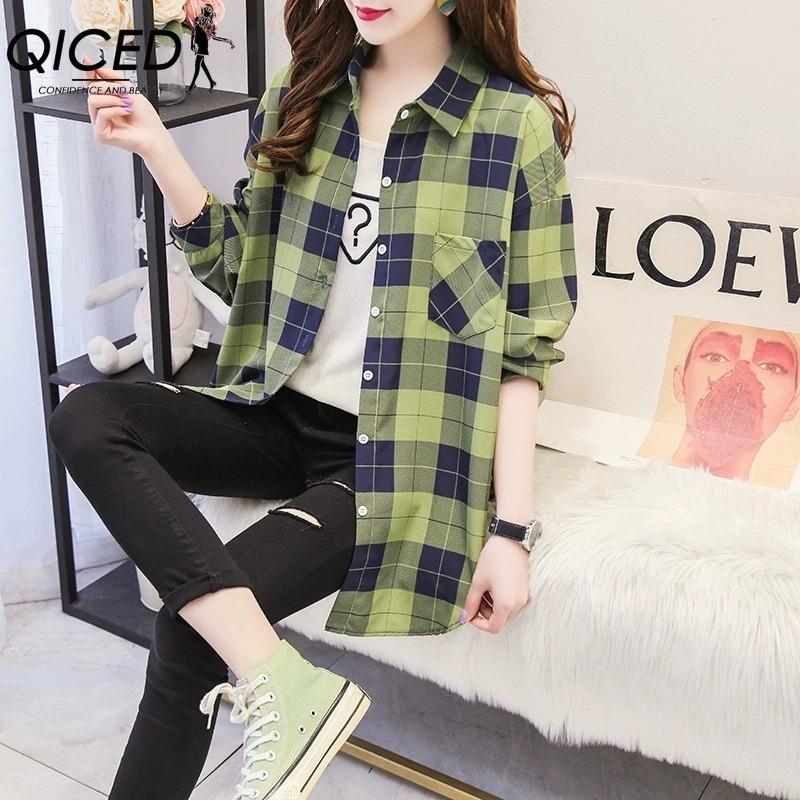 QICED Mote dame avslappet langermet POLO-hals bluser og skjorter