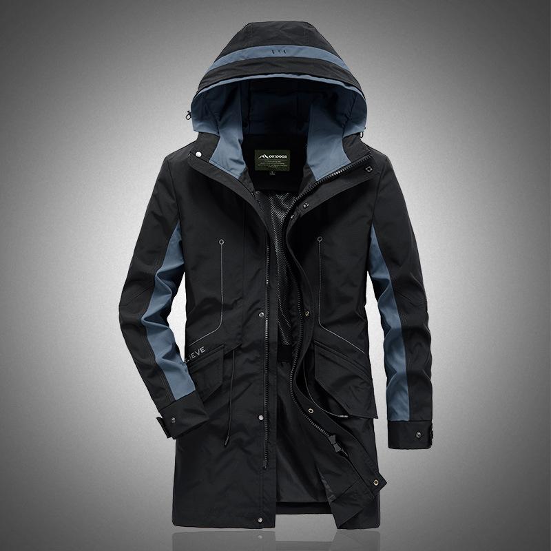 

Мужские осенние и зимние новые куртки Повседневные куртки контрастных цветов для молодых мужчин Пальто больших размеров средней длины для мужчин 3XL