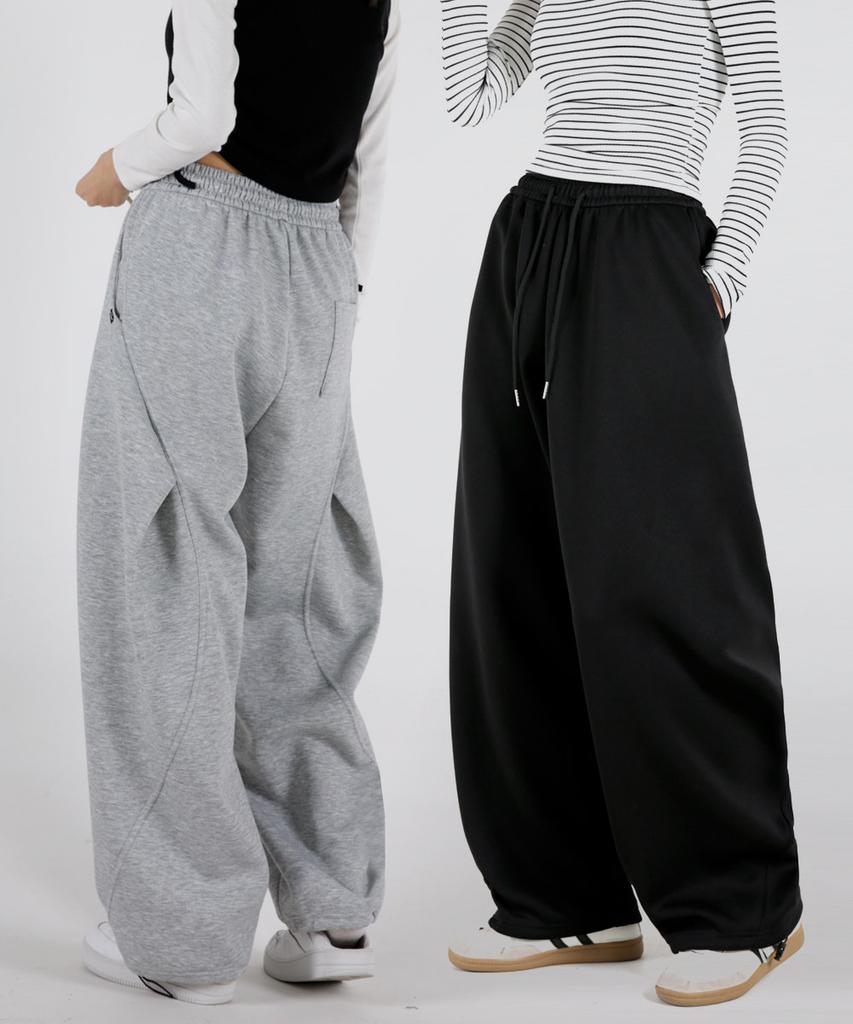 UMM Women'S Side Curve Cut Wide Fit String Pants 3 Colors