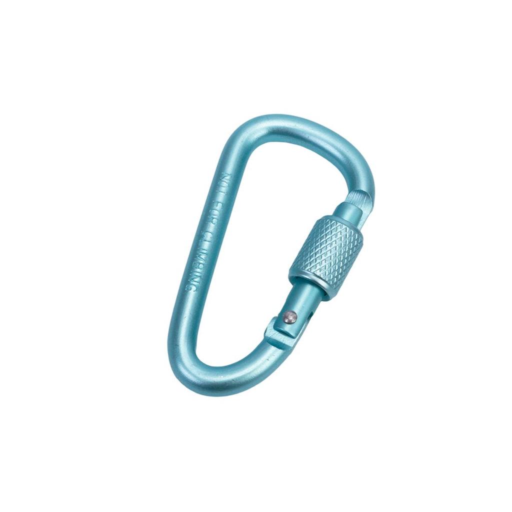 D-Shaped Locking Aluminum Carabiner No. 6 with Keyring for Backpack and Rope