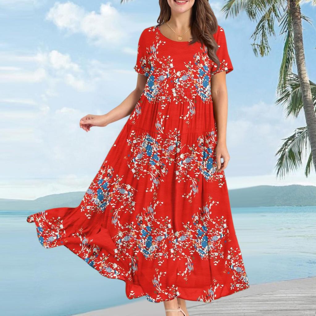 2026Y2 Floral Casual Vacation Dress Big Pendulum Medium and Long Dress Women's New Skirt