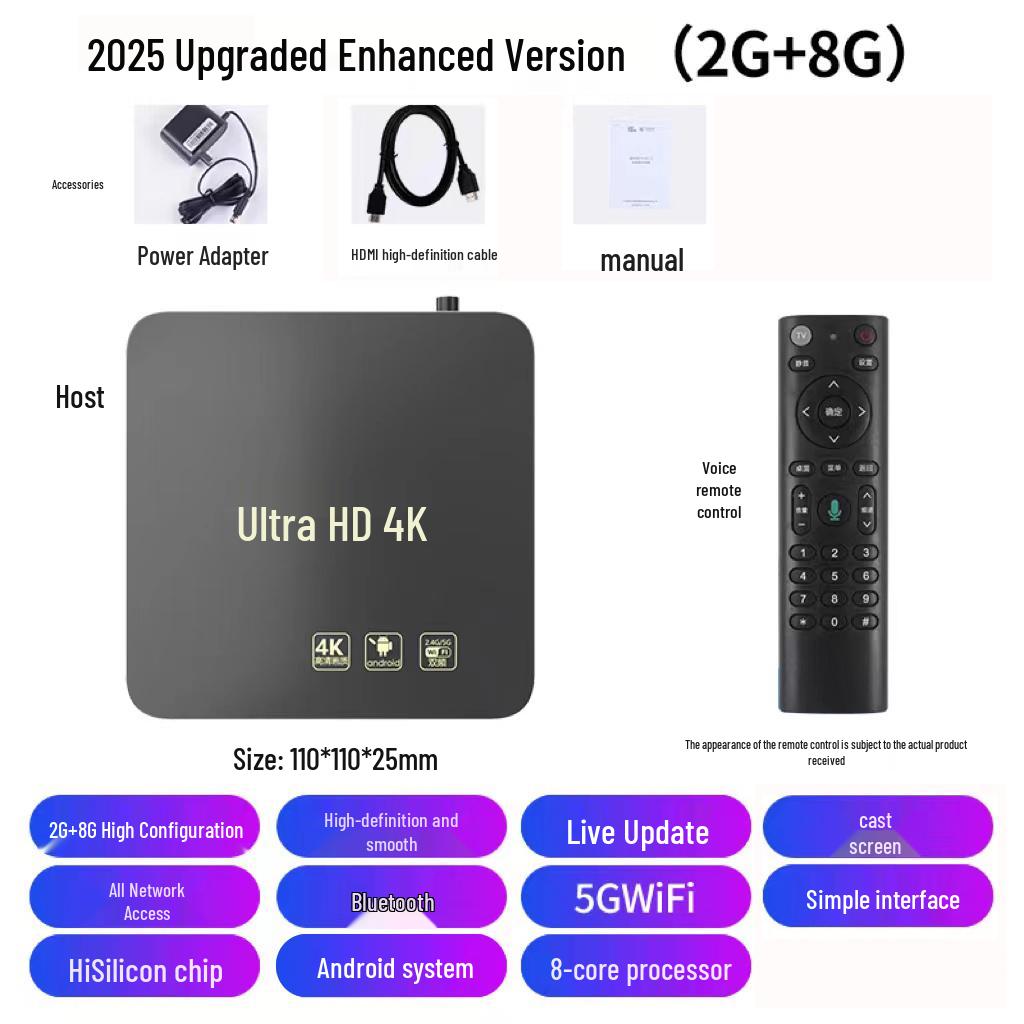 4K HD Smart Voice Set-Top Box with 5G WiFi for Home TV