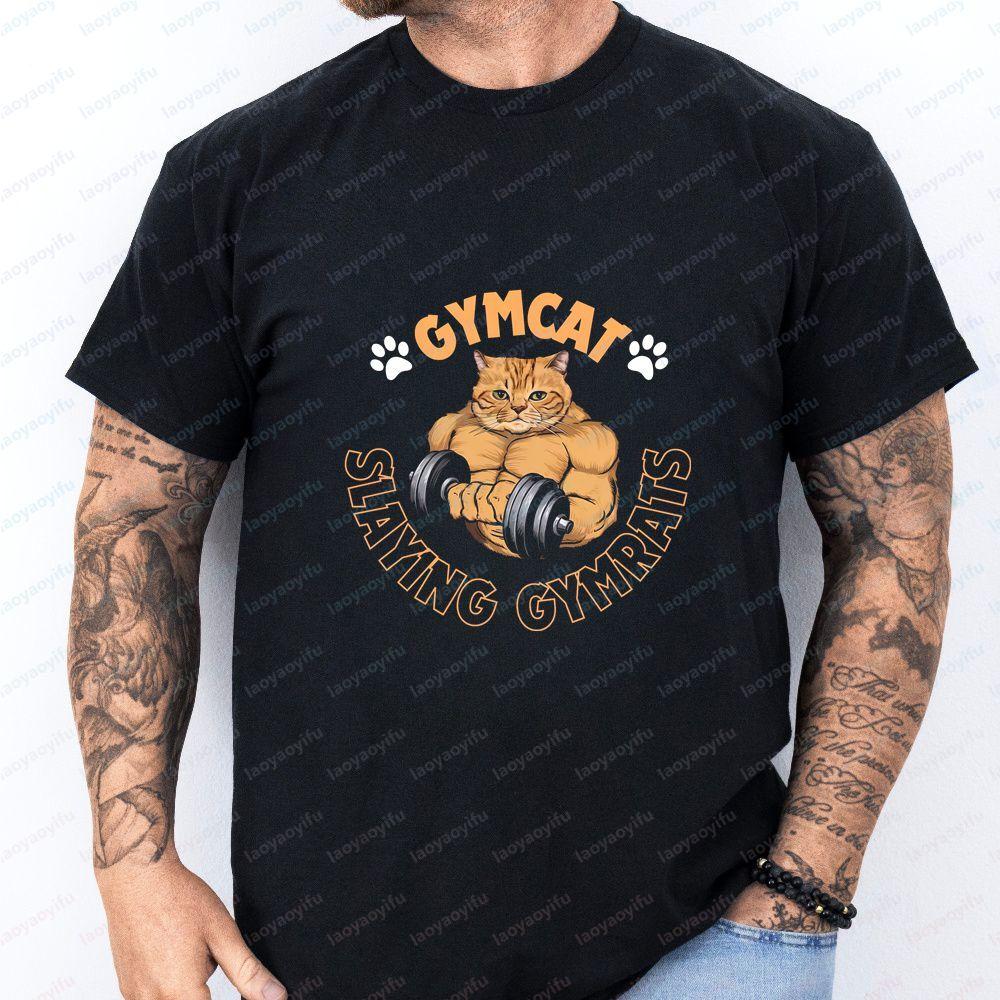 GYMCAT SLAYING GYMRATS Summer Trend Harajuku ShortSleeved TShirt for Both Unisex and WoUnisex with Universal Pattern Large Size