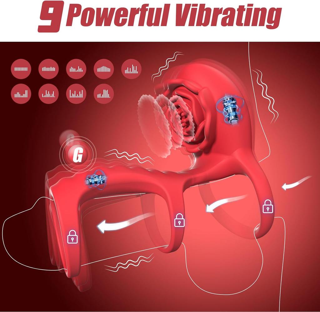 Rose Vibrierender Penisring Rose Klitorale G-Punkt Stimulation Penisring Vibrator, APP-Fernsteuerung 9 Vibrationen Männlich Weiblich Erektion Erotische Produkte