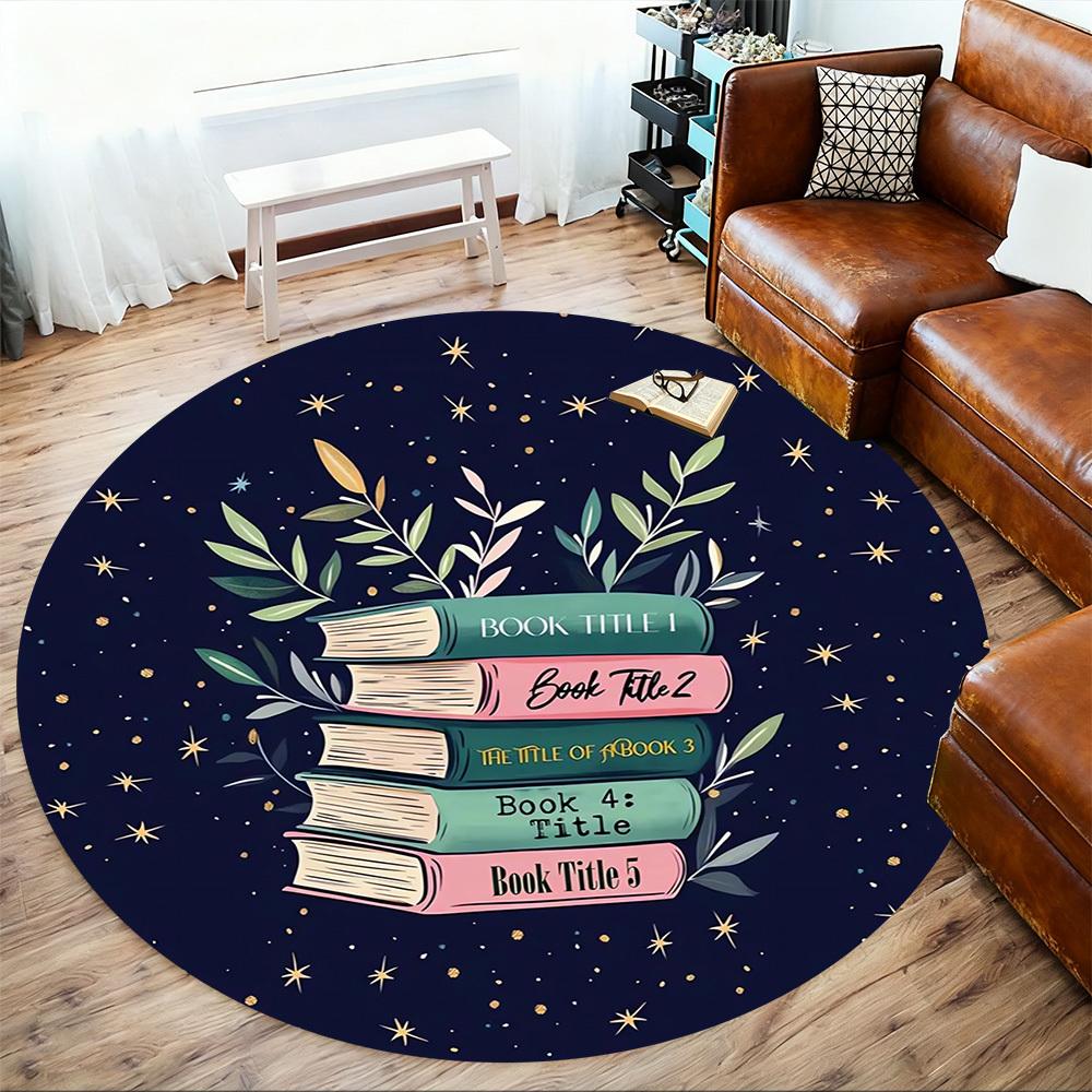 1pc books starry night Round Chair mat Area Rug - Non-Slip, Floor Mat for Office, Bedroom, and Indoor Decor c1118154