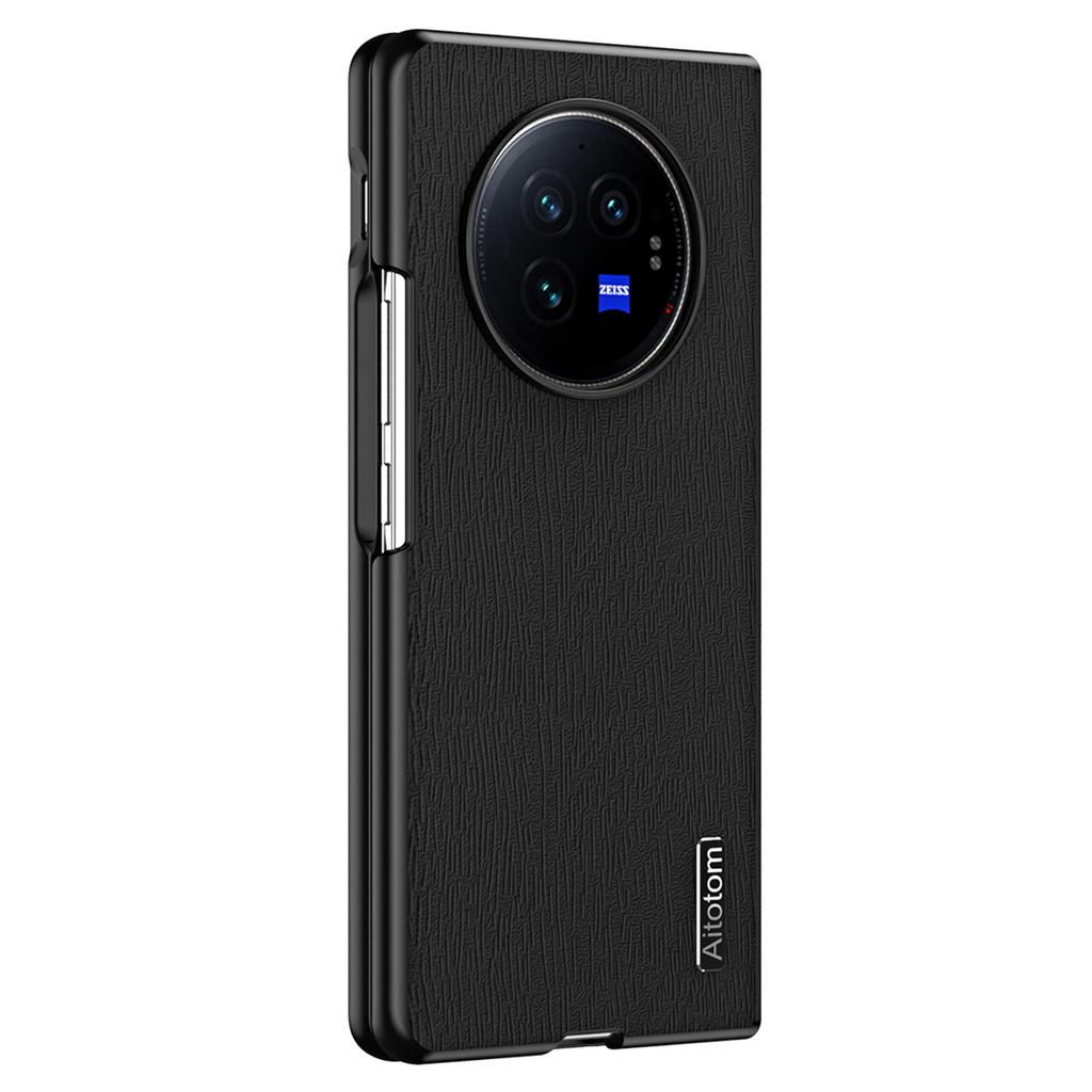 For vivo X Fold3 Pro Case Wood Grain PU Leather+PC+TPU Shockproof Folding Phone Cover