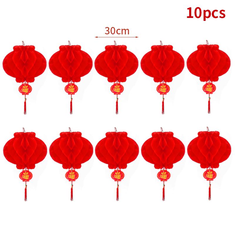 2026 New Year Decoration 3D Honeycomb Hanging Pendants Red Paper Lantern Christmas Navidad Decor Xmas New Year Hanging Ornament