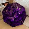 1PC Butterfly Flowers Umbrella-8-Rib Reinforced, Automatic Open, Lightweight & Durable, Cute Fashion Accessory for Outdoor-P2712