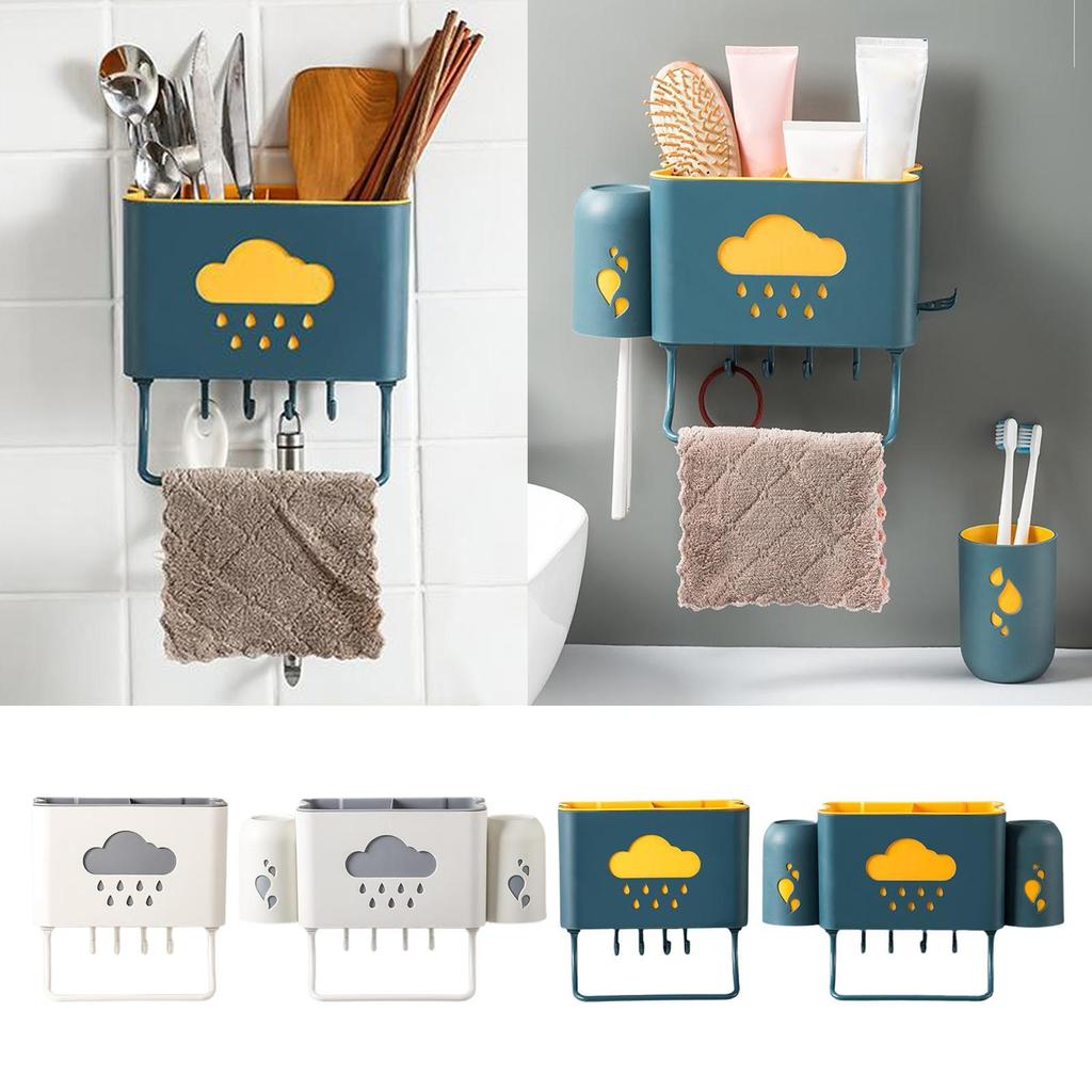 Kitchen Bathroom Toothpaste Rack Holder Shelf NO Drilling Waterproof, and Rain Pattern