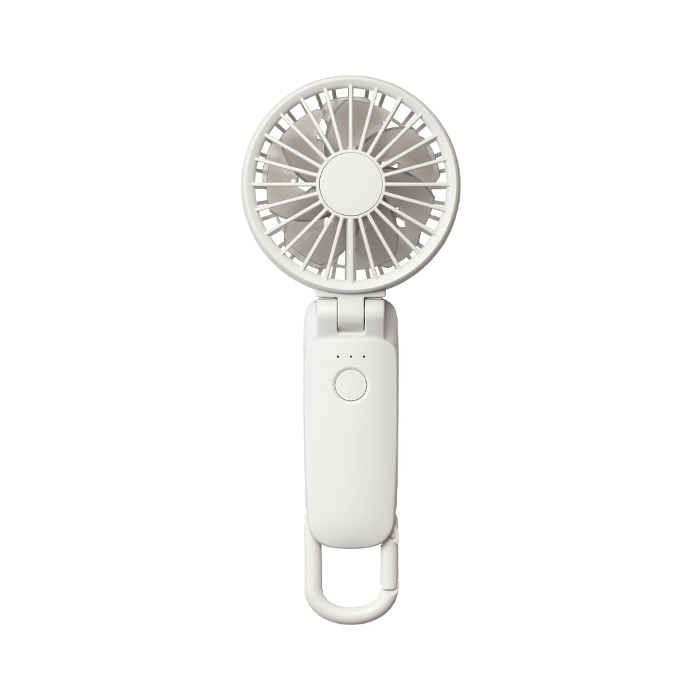 RHYTHM Handy Fan 2025 High Airflow Quiet 3WAY 5 Wind Speed Levels Compatible Carabiner Strap Included Small Portable Fan Silky Wind Mobile Light Gray