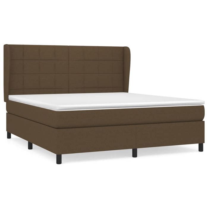 3127984 vidaXL Lit à sommier tapissier avec matelas Marron foncé 180x200 cm