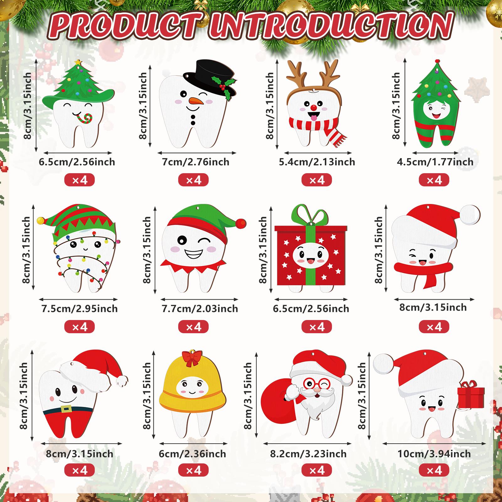 

Christmas Ornament Wooden Dentist Teeth Hanging Funny Xmas Decor For Christmas Tree Dentist Gifts Hygienist Hospital Gifts Party красный