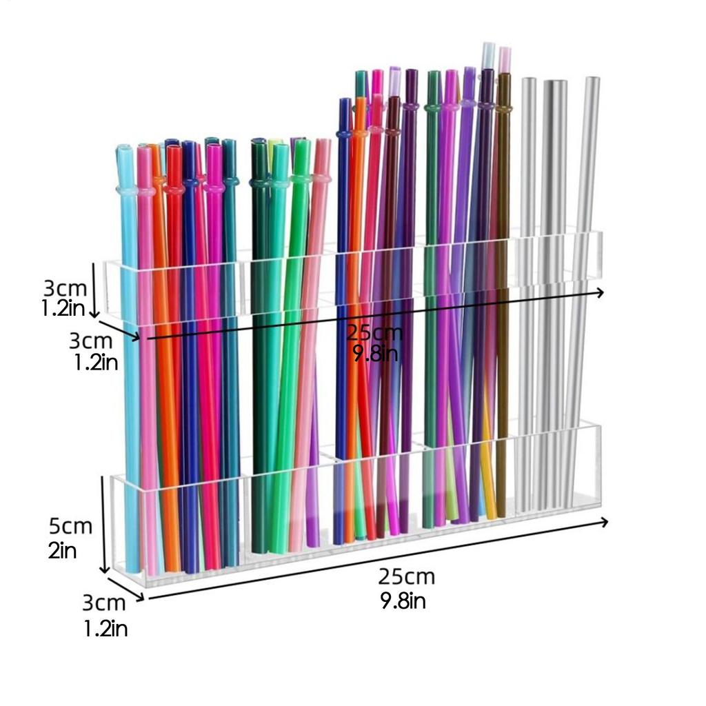 Acrylic Straw Holder For Cabinet Adhesive Straw Storage Clear Chopsticks Organizer For Cupboard Kitchen Counter Coffee Stirring