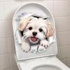 White Dog Toilet Stickers Door Stickers Wall Sticker Waterproof Self-adhesive Decals Bathroom Decoration  Sticker 2025 Wholesale