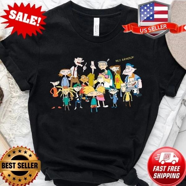 

Hey Arnold! Iconic Characters Group Graphic Tee, Retro 90s Cartoon T-Shirt S-5XL L