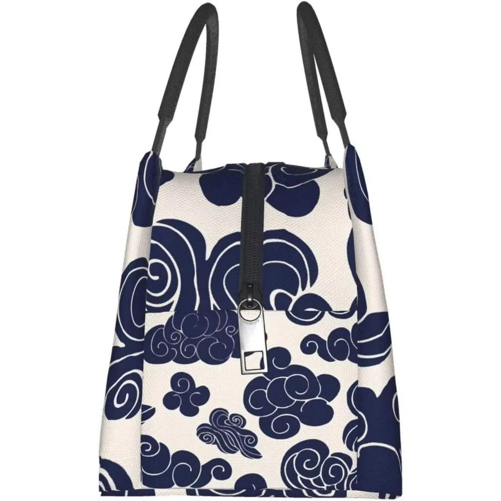 Portable Insulated Lunch Bag Vintage Auspicious Clouds Waterproof Tote Bento Bag for Office School Hiking Beach Picnic Fishing