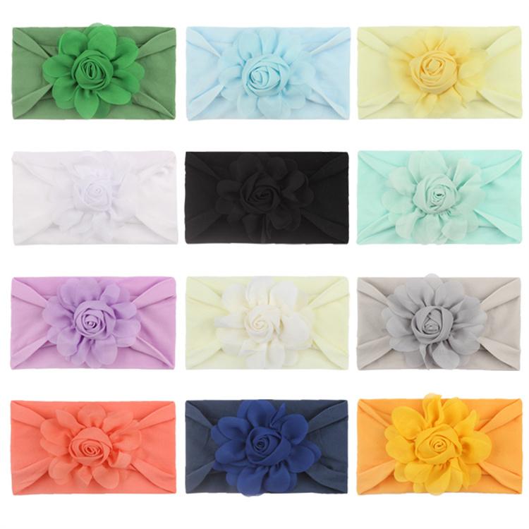 New Children's Hair Band Rose Bract Nylon Soft Elastic Combination Baby Hair Band Baby Hair Accessories Wholesale