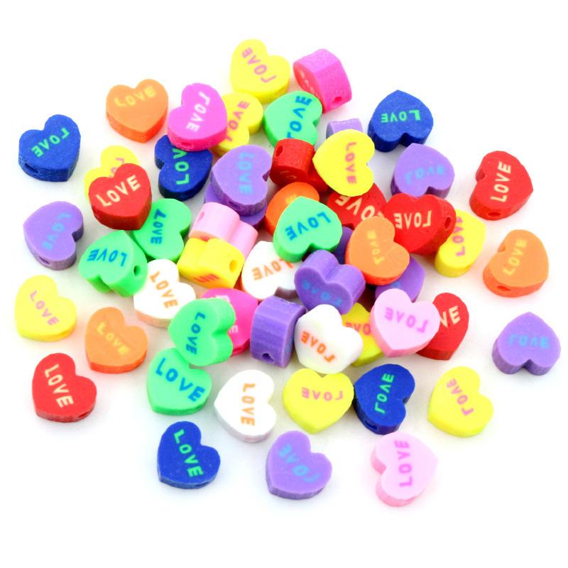 

50pcs 10mm Clay Spacer Beads Polymer Loose Beads Random Colors Fruit Flower Animal Shape For Jewelry Making DIY Accessories