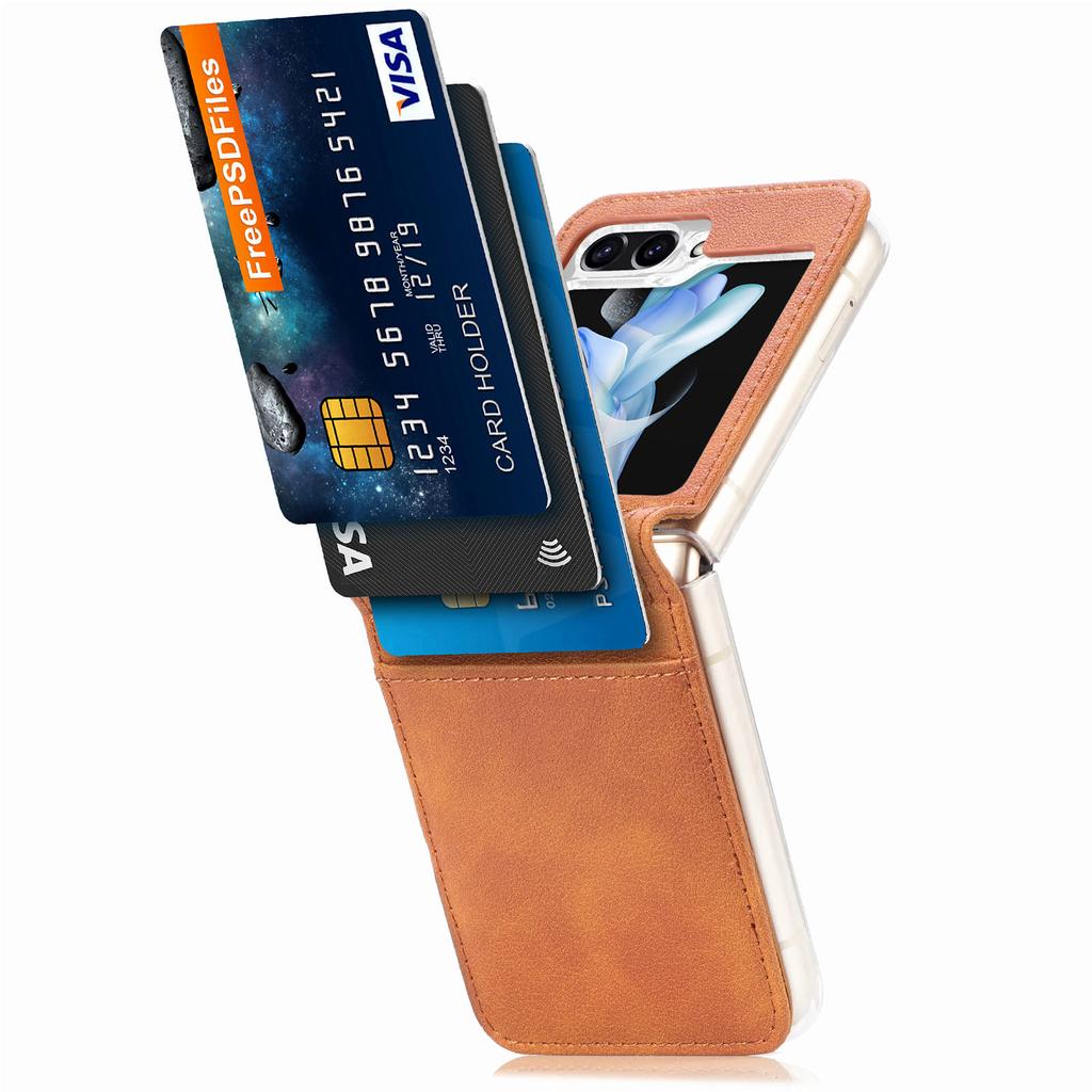 For Samsung Galaxy Z Flip7 FE 5G/Z Flip6 5G Case Card Slot Leather+PC Phone Cover