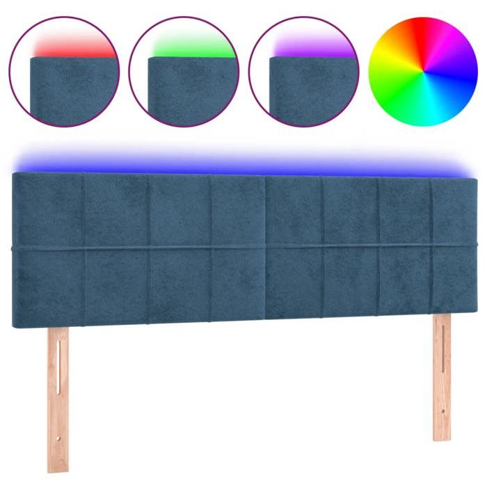 VidaXL Tête de Lit à LED Meuble de Chambre à Coucher Accessoire de Lit Double Tête de Cadre de Lit Intérieur Bleu Foncé 3121664
