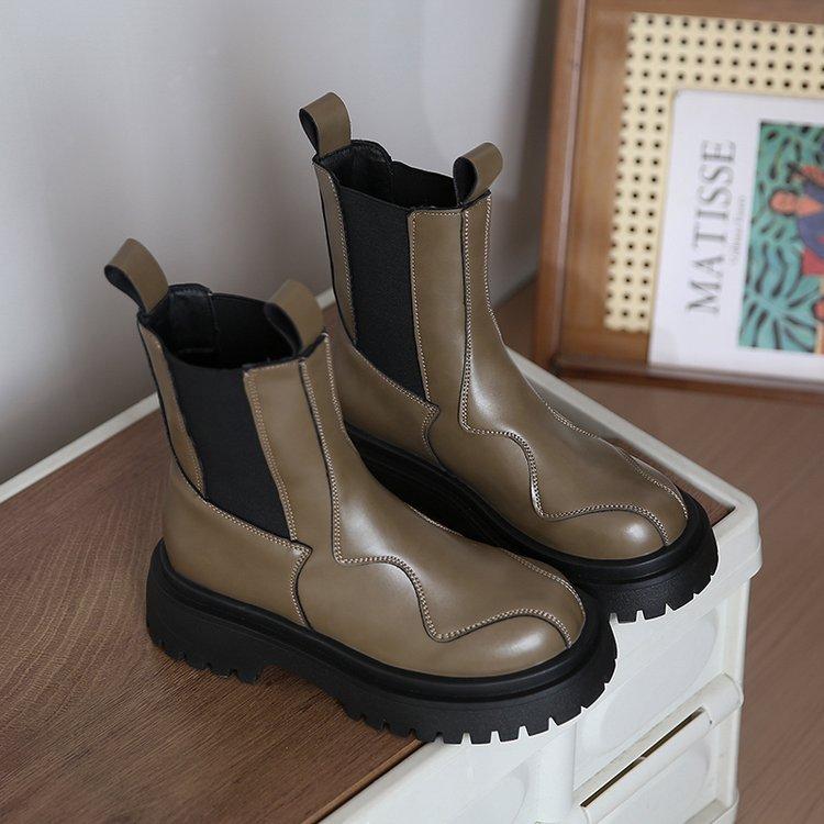 

Женские джинсовые ботфорты 2025 новинка два способа носки брючная труба ботинки-сигареты на толстой подошве тонкие высокие рыцарские сапоги 40 хаки