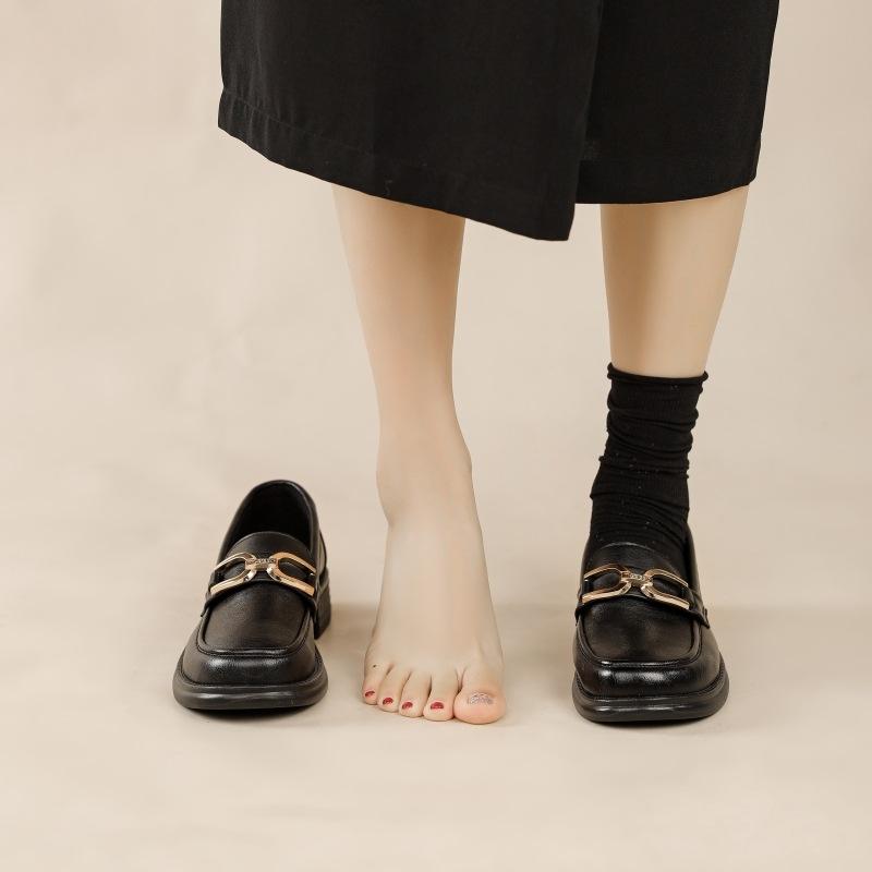 Loafers Women Shoes New in Fashion Luxury Designer Platform Thick Bottom Height Increasing Shoes Metal Chain Slip on Dress Shoes