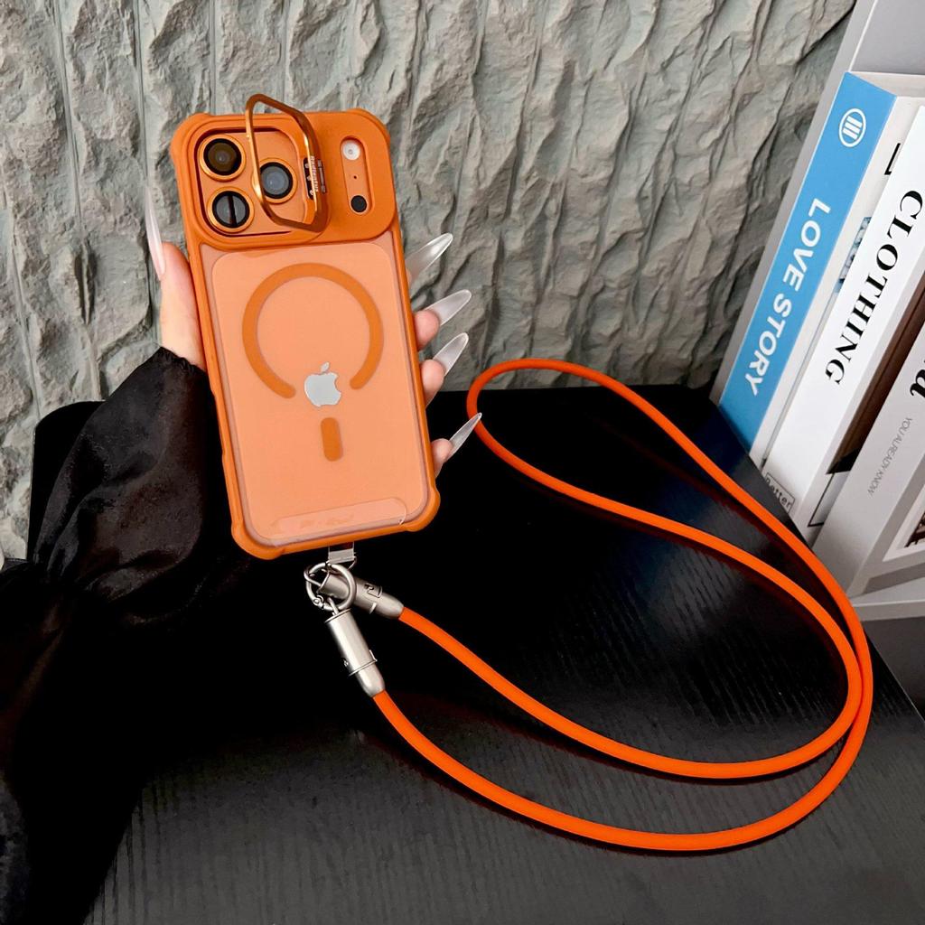 Magnetic iPhone Case for 17 Pro Max with Lens Stand, Lanyard, and Hard Data Cable for iPhone 16.