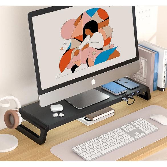Monitor Stand Riser without or with USB3.0 Hub Computer Monitor Stands Desk Shelf PC Accessories Support Monitor Black