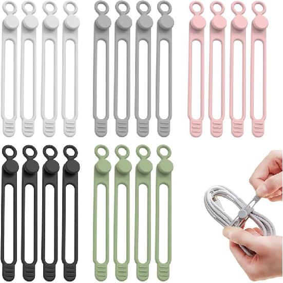 Data Cable Organizer Multipurpose Upgrade Silicone Cable Ties Reusable Cable Management Cord Organizer for Fastening and Bundling Cable Cords Wires