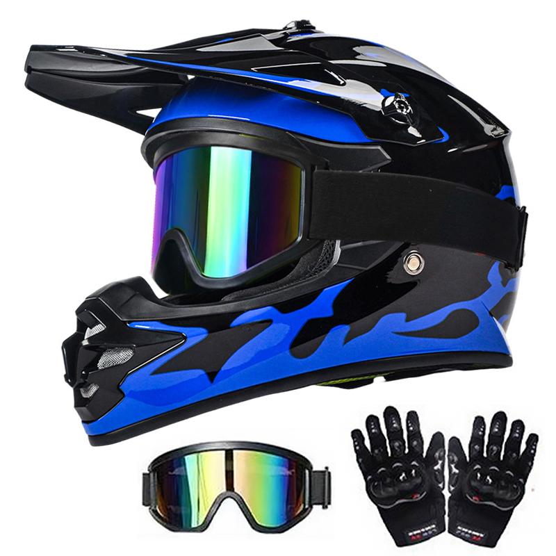 Dot Certified Children's Motorcycle Helmets Suitable for Off-Road Street Riding Mountain Bikes Helmet with Goggles and Gloves