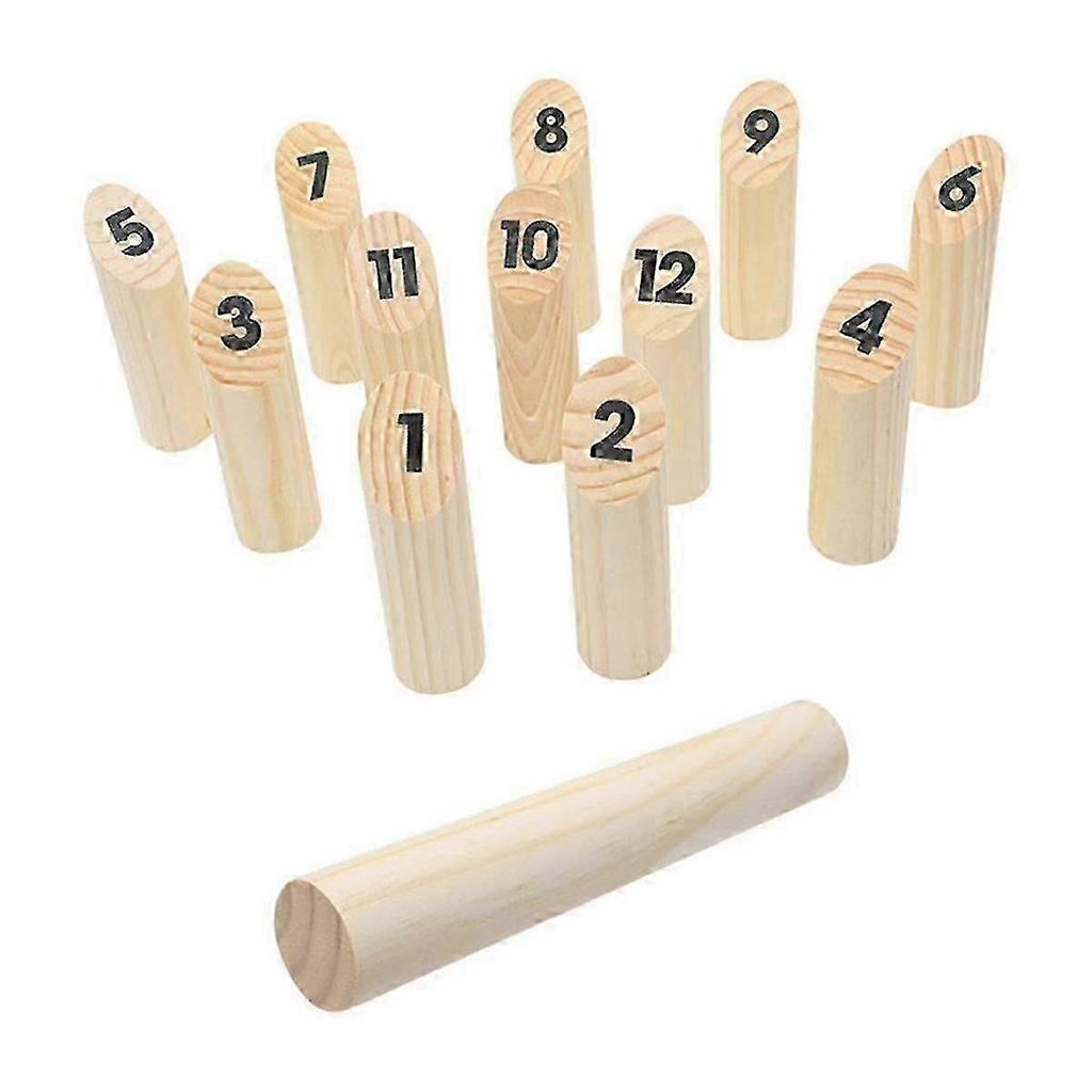 Wooden Numbered Block Tossing Game Throw Bowling Throwing Scatter Family Game Yard Game Set for Party Playground