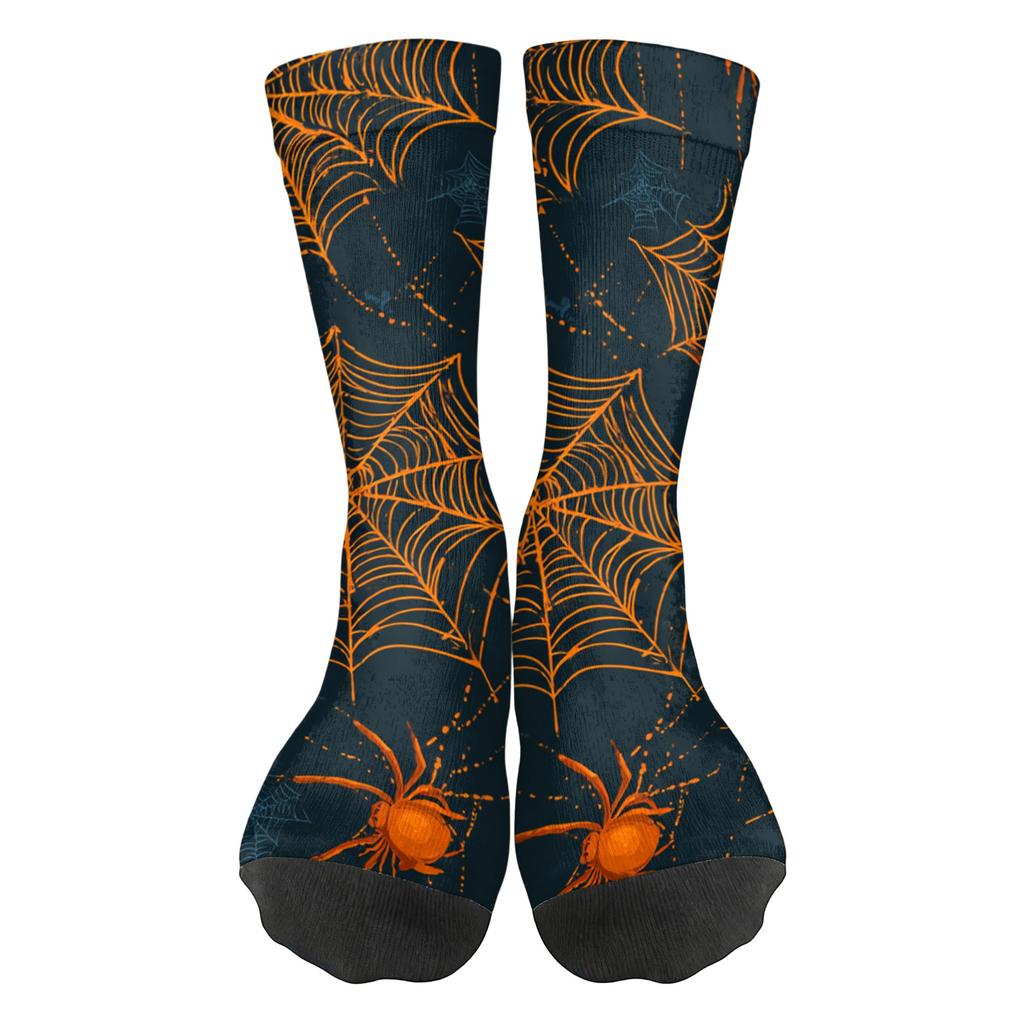 Unisex Mid-Calf Socks Breathable Comfortable Fit Halloween Patterned Socks with Elastic Cuff Suitable for Daily Wear and Seasonal Use