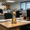 Decoración Cristiana para Jardín Resistente a la Intemperie Virgen María Luz, Estatua para Exteriores con Rosa Brillante LED, Figura Lámpara Madre Bendita Suave Brillo Dorado para