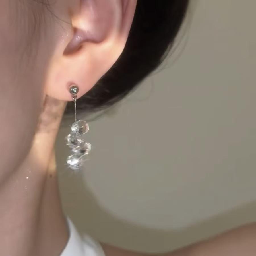 Transparente Kristallkugel Quastenohrringe mit S925 Silbernadel - Damen Chic & Schlichtes Design im Coolen Stil