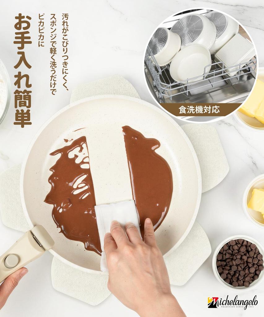 MICHELANGELO 11-Piece Frying Pan Set (Induction and Gas Stove Compatible) - Lightweight, Durable Marble Coating, PFOAPFOS Free, Non-Stick, Easy to