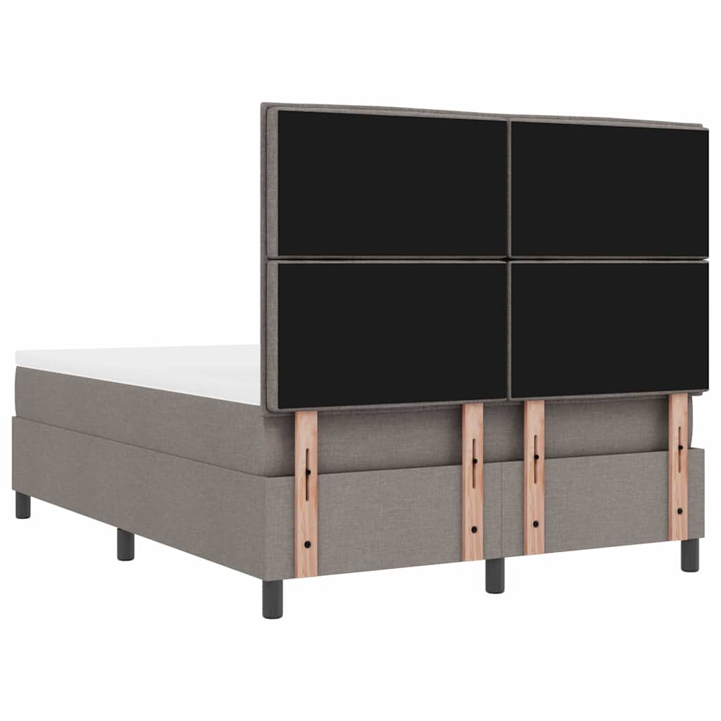 Box Spring Bed with Headboard Taupe 160 X 200 Cm Fabric