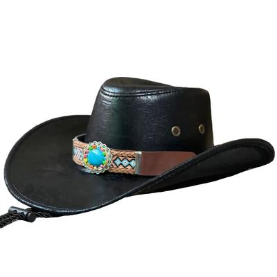 White Fang Cowboy Hat with Ethnic for Men and CZA354 Design, Stylish, Outdoor, Women, (Black)