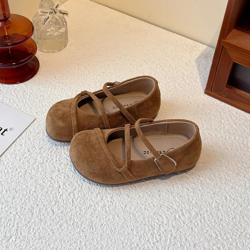 

Girls Princess Shoes Kids Leather Shoes Flock Fabric Classic Soft Casual Flats 2025 Spring Autumn Brand New Anti-skid Hook Loop 26 верблюд