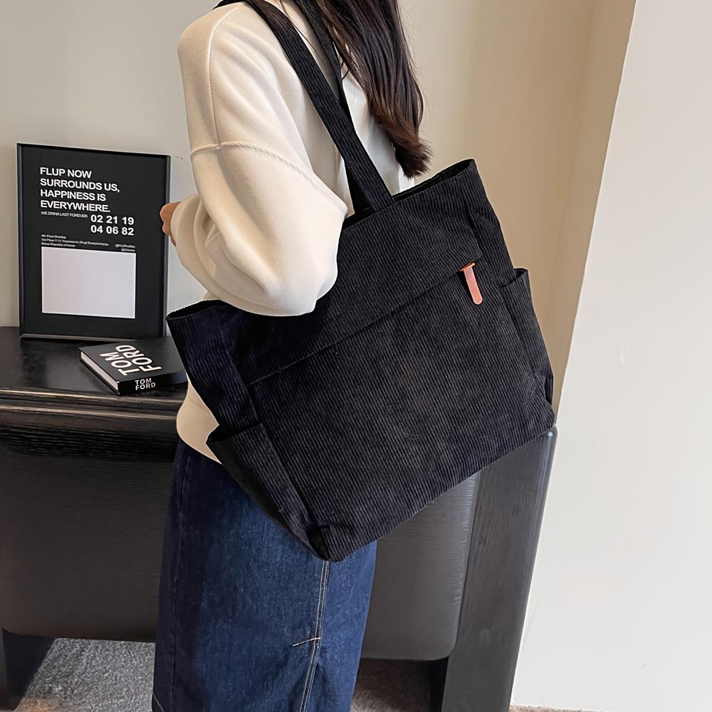 Damen Retro Schultertasche Cord Multi-funktionale Handtasche Große Kapazität Studenten Schulter Pendler Tragetasche Für die Arbeit