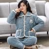 Ms. Autumn and Winter Coral Fleece Intensification Brushed Warm Flannel Loungewear Large Size Set Pajama Set Sleepwear Women