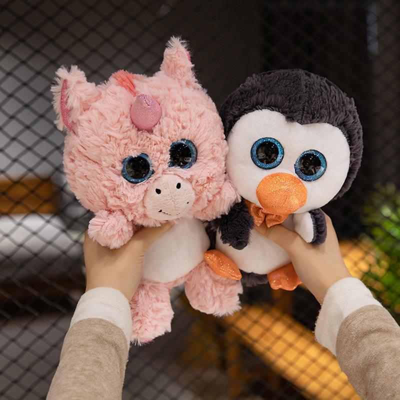 Bai Fen Bai Dolls And Toys Beige Cute Cute Big-Eyed Unicorn Penguin Doll Plush Toy Sloth Doll Children Companionship Soothing Rag Doll